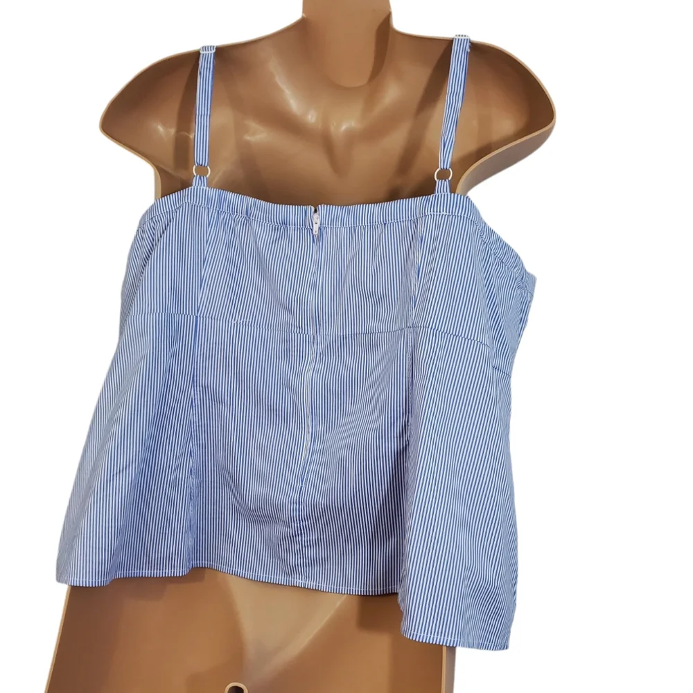 TORRID  ( 5X ) Blue Striped Poplin Lace-Up Cami Corset Eyelets Lace-up  Zip Top - Picture 7 of 13